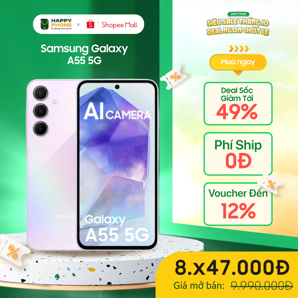 Điện thoại Samsung Galaxy A55 5G - Hàng Chính Hãng, Nguyên seal, Bảo Hành 12 Tháng