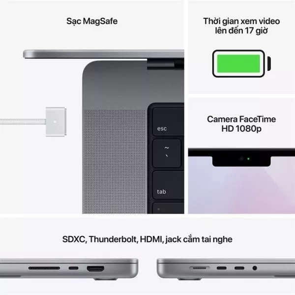 Máy Tính Xách Tay MacBook Pro 16 inch M1 Max 10C CPU/24 GPU | 32GB/ 2TB SSD XÁM