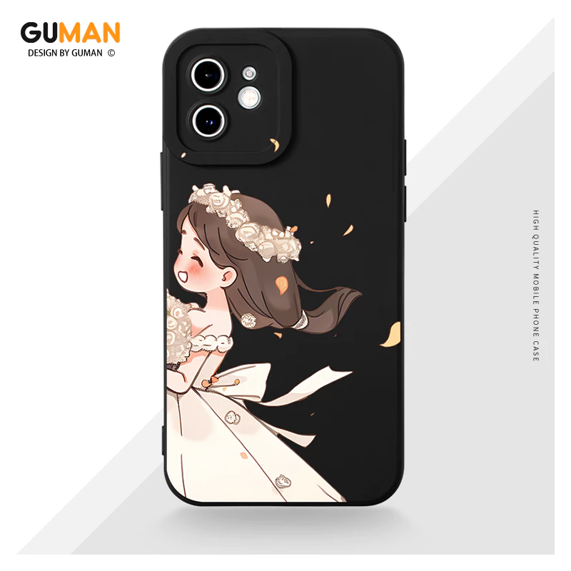 Ốp lưng GUMAN mềm chống bẩn hình cặp đôi dễ thương đẹp đen độc lạ Cho iPhone 16 15 14 13 12 11 Pro Max SE 2020 X XR XS 8 7