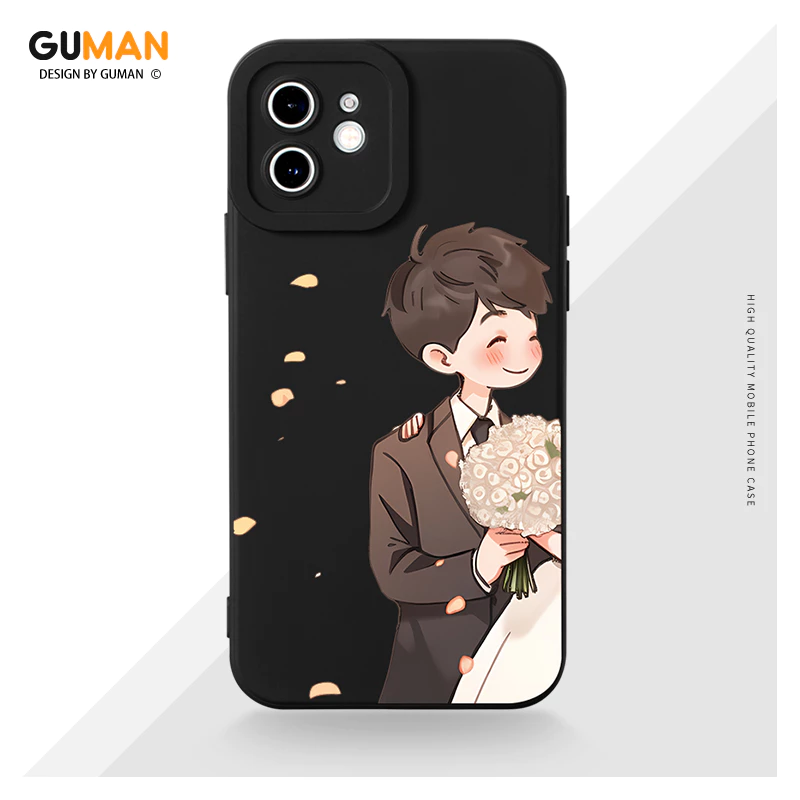 Ốp lưng GUMAN mềm chống bẩn hình cặp đôi dễ thương đẹp đen độc lạ Cho iPhone 16 15 14 13 12 11 Pro Max SE 2020 X XR XS 8 7