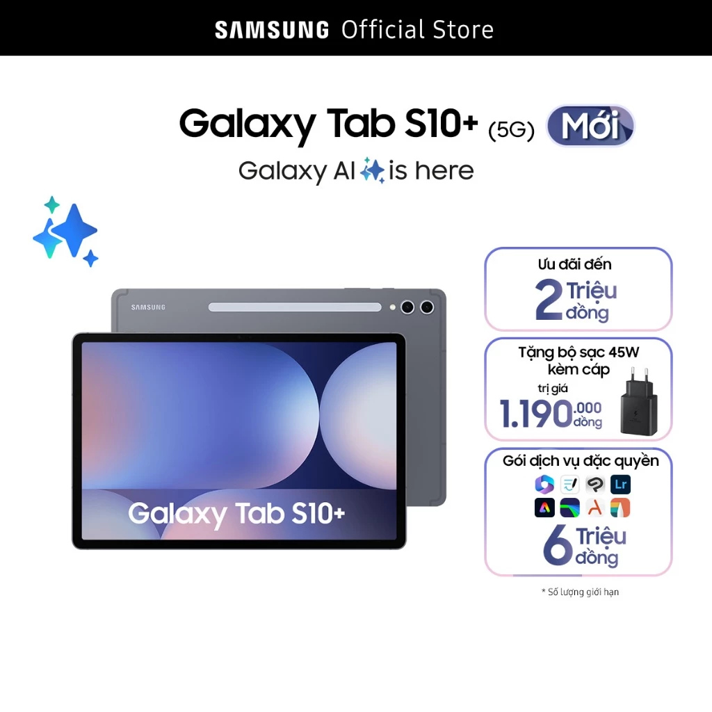 Máy tính bảng Samsung Galaxy Tab S10+ 5G (12GB/256GB)