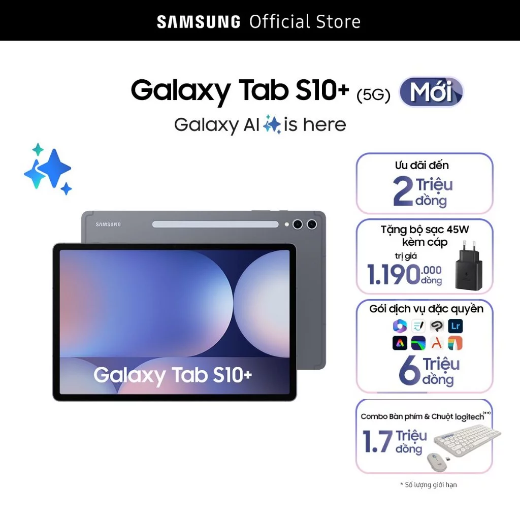 Máy tính bảng Samsung Galaxy Tab S10+ 5G (12GB/256GB)